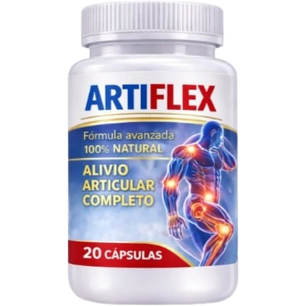 Frasco Artiflex 20 cápsulas 100% Natural — Harpagofito, Ácido Hialurónico, Bromelina, Jengibre, Sauce Blanco y Colágeno tipo II para articulaciones