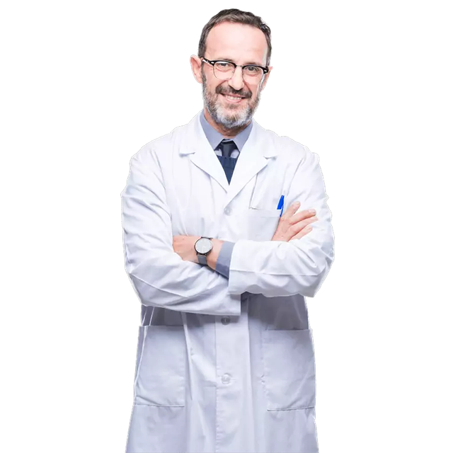 Médico especialista en proctología recomendando Calmano para soporte vascular y hemorroides