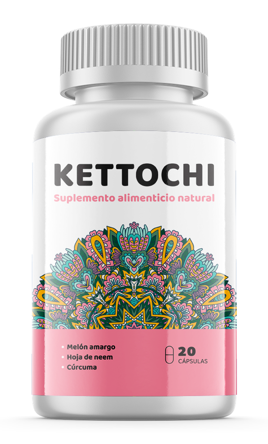 Kettochi presentación oficial blanco y rosa con mandala floral — suplemento alimenticio natural